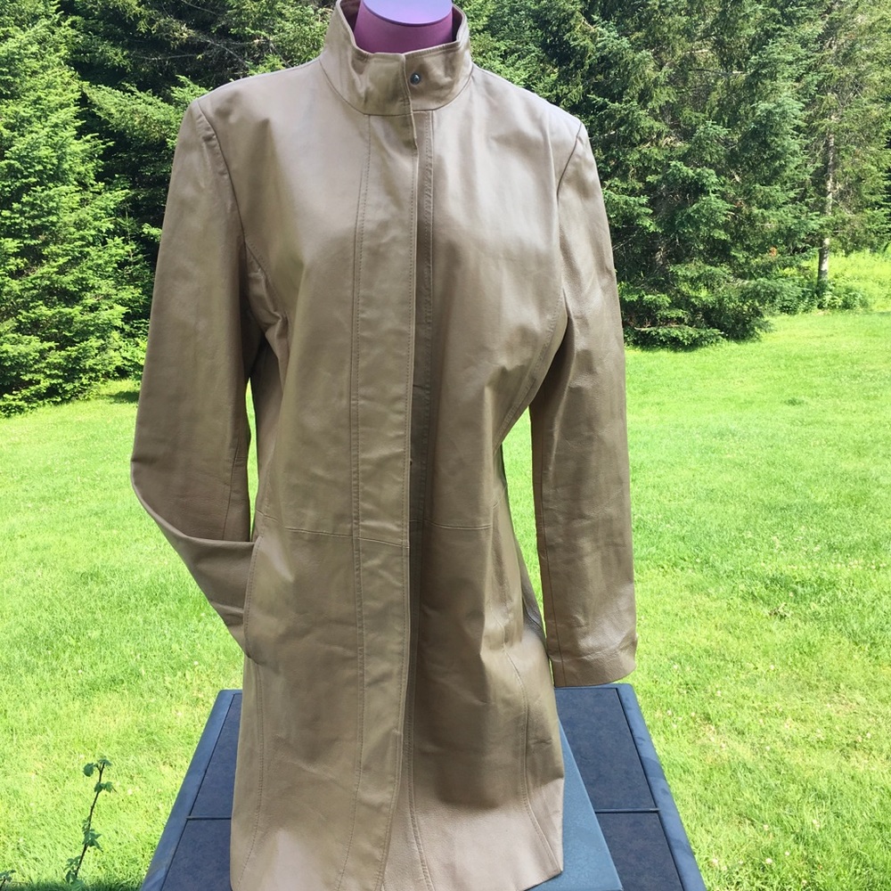 Long leather Metrostyle coat. Like new